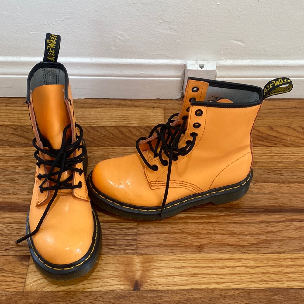 Dr Marten neon orange combat boots size 6
